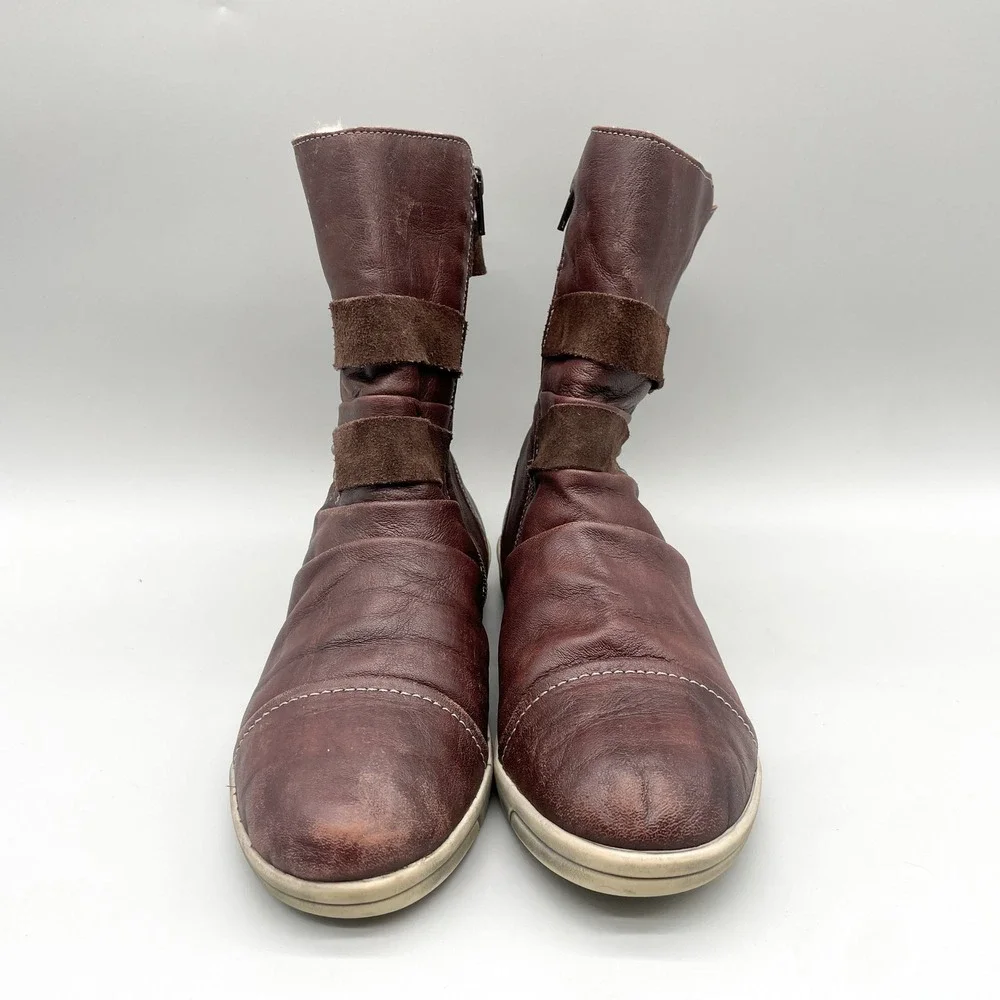 Cloud Footwear Womens 39 Arlo Boots Burgundy Leather Faux Fur Lined Winter Boho